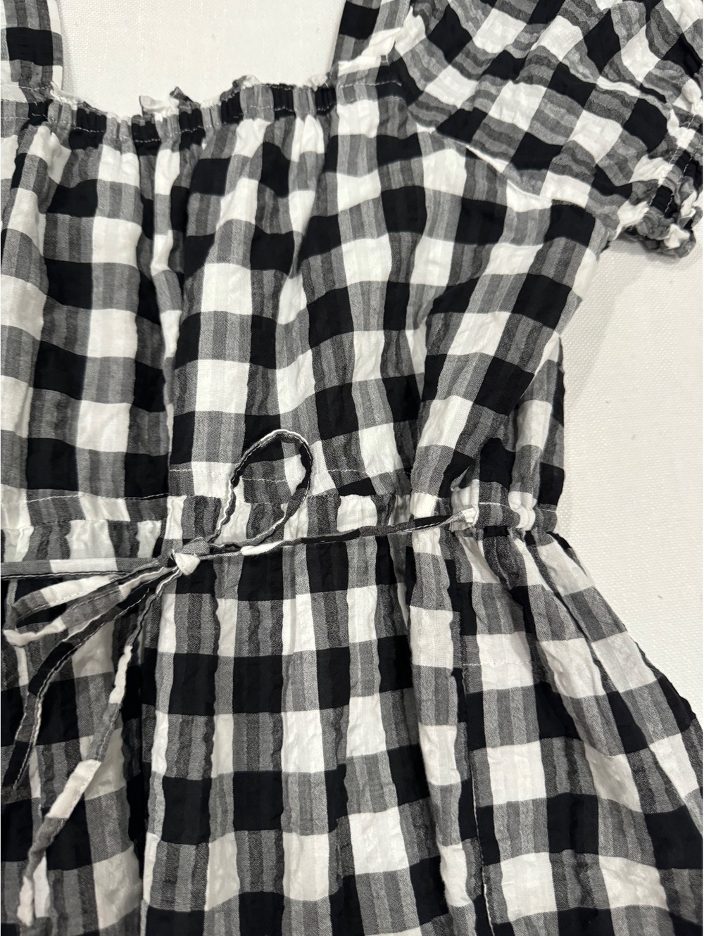 Madewell Gingham Milkmaid Babydoll Olivia Rodrigo Mini Dress Black White Small - Picture 9 of 9